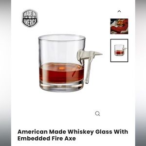 BENshot American Made Pair of Whiskey Glasses With Embedded Fire Axe NWT